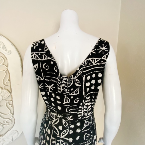 George Georgiou | Womens Vintage Black/White Silk Pattern Shift Dress | Size: M - Picture 8 of 8